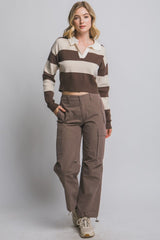 CROP RUGBY STRIPE SWEATER
