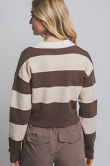 CROP RUGBY STRIPE SWEATER