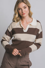 CROP RUGBY STRIPE SWEATER