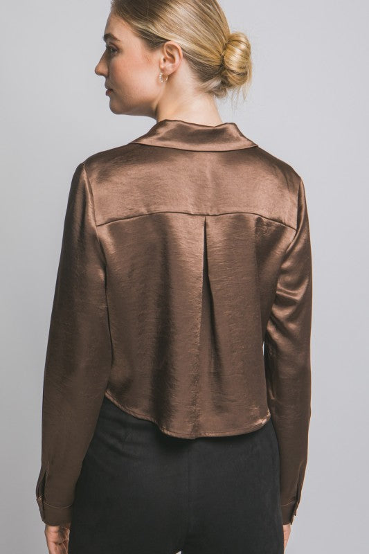 CROP SATIN SHIRT