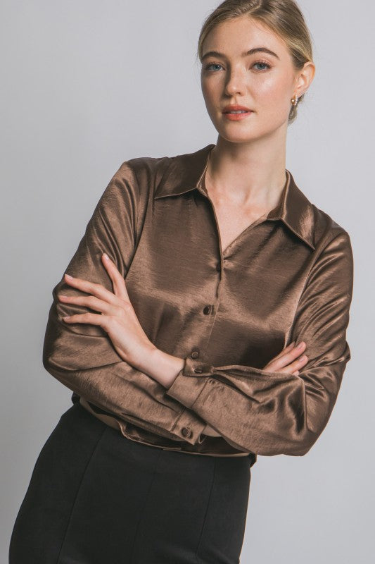 CROP SATIN SHIRT