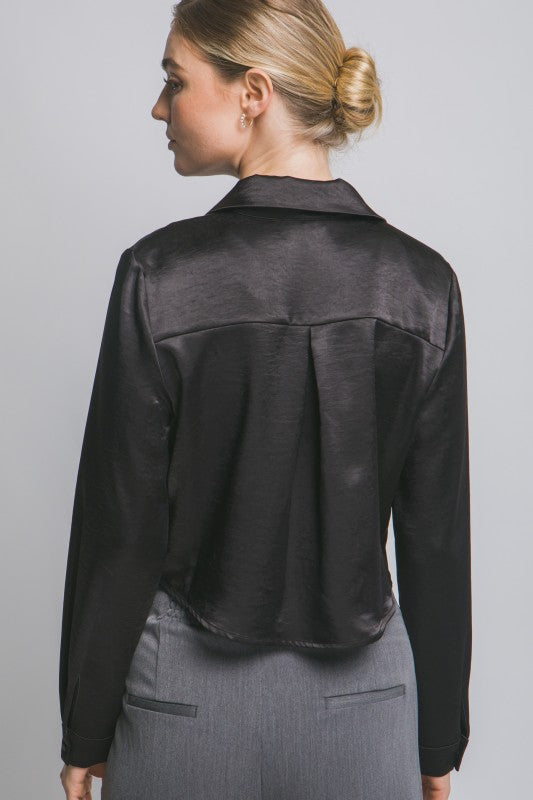 CROP SATIN SHIRT