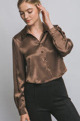 CROP SATIN SHIRT