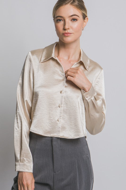 SATIN CROP SHIRT