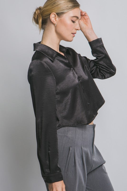 CROP SATIN SHIRT