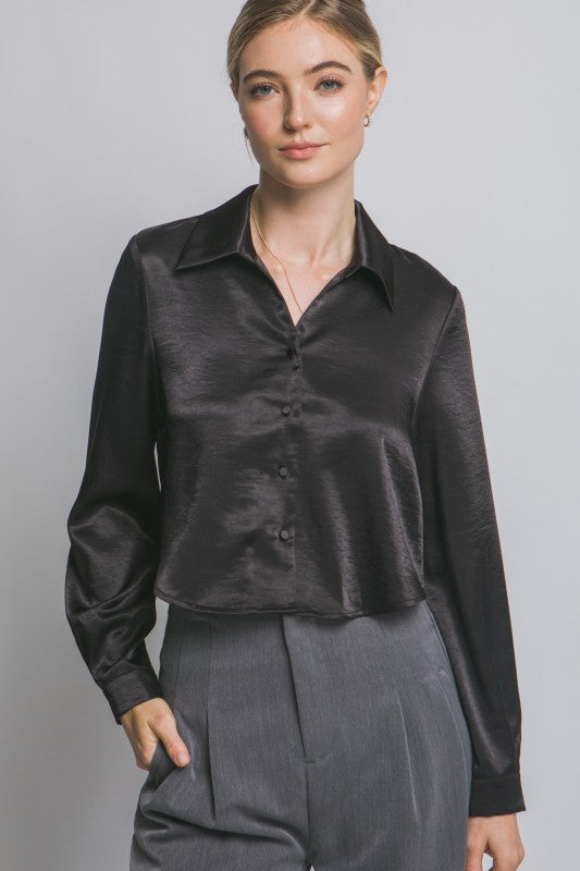 CROP SATIN SHIRT