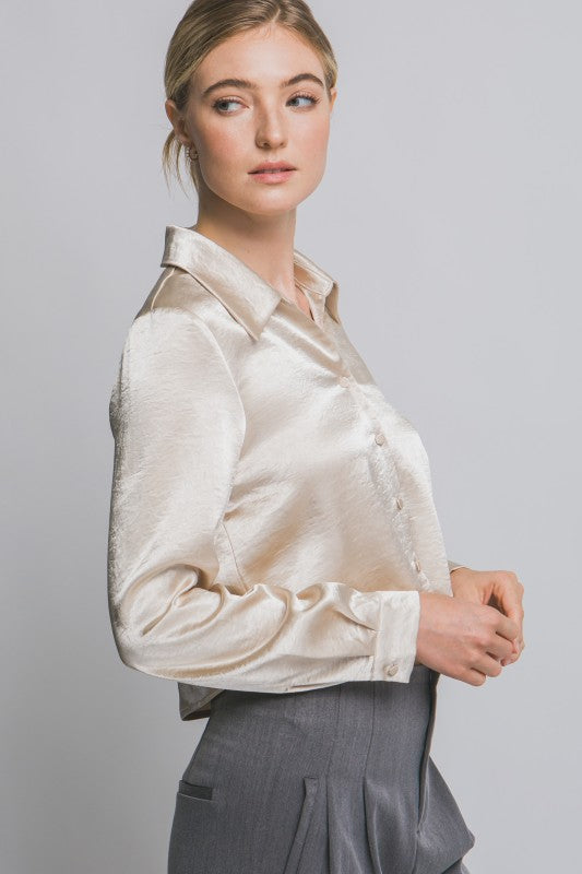 SATIN CROP SHIRT
