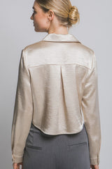 SATIN CROP SHIRT