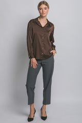 GOLD  BUTTON SATIN SHIRT