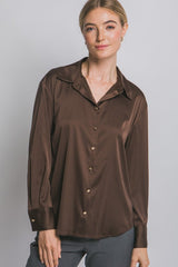 GOLD  BUTTON SATIN SHIRT