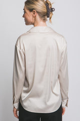 GOLD  BUTTON SATIN SHIRT