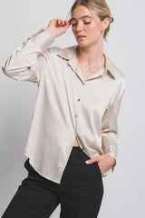 GOLD  BUTTON SATIN SHIRT