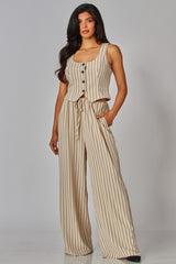 IRINA - STRIPE BOHO WIDE LEG PANT
