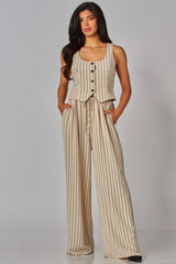 IRINA - STRIPE BOHO WIDE LEG PANT