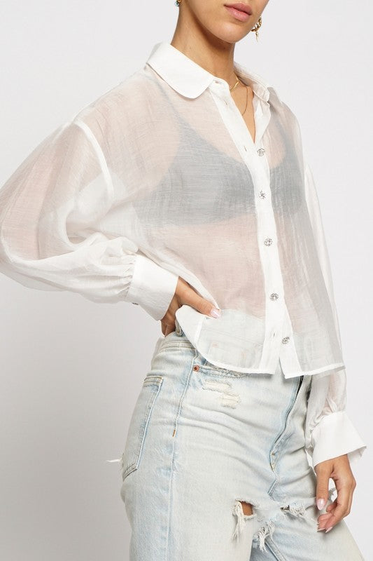 ROUND COLLAR SHEER SHIRT