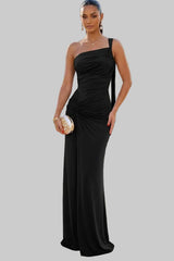 MILA - ONE SHOULDER BOW MAXI DRESS
