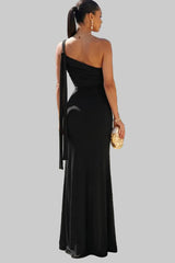 MILA - ONE SHOULDER BOW MAXI DRESS
