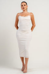 BELLA - COWL MESH MIDI DRESS