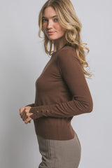 CREW NECK BUTTON SLEEVE SWEATER