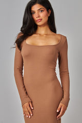 JOLIE - SCOOP NECK RIBBED DRESS