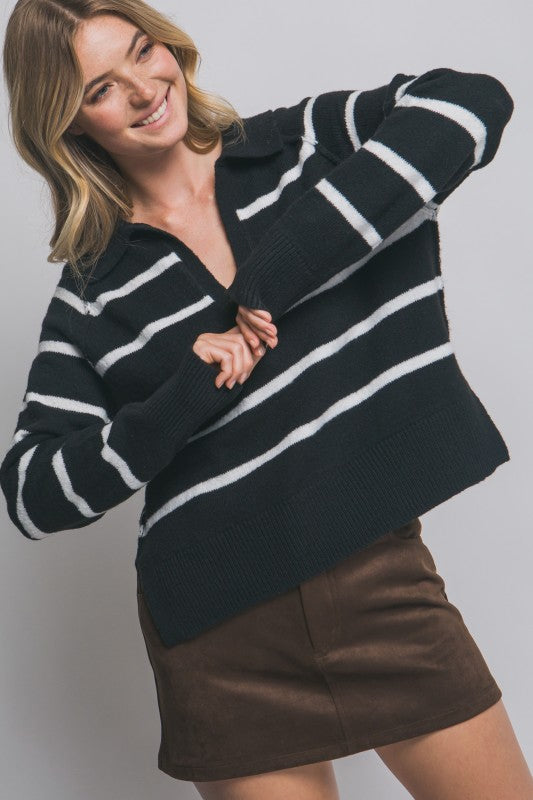 JOHNNY STRIPE CROP SWEATER