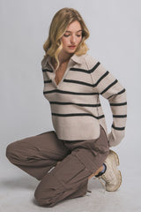 STRIPED POLO SWEATER