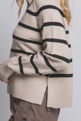 STRIPED POLO SWEATER