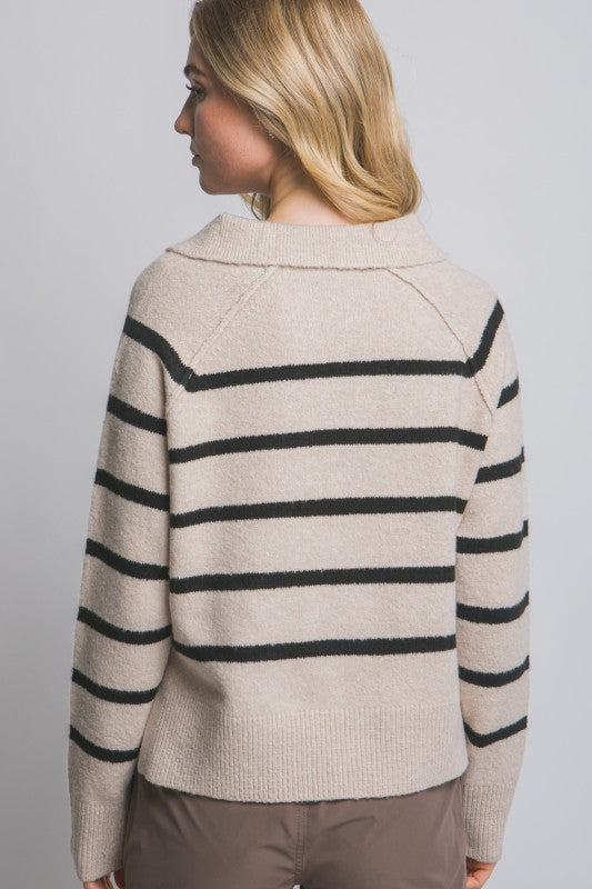 STRIPED POLO SWEATER