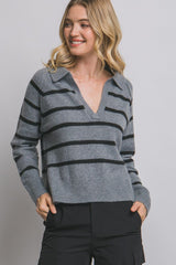 STRIPED POLO SWEATER