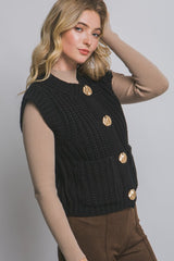 CHUNKY GOLD BUTTON POCKET VEST