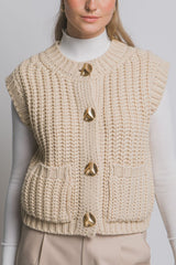 CHUNKY GOLD BUTTON POCKET VEST