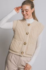 CHUNKY GOLD BUTTON POCKET VEST
