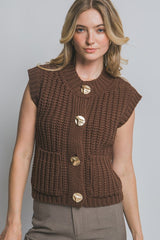 CHUNKY GOLD BUTTON POCKET VEST