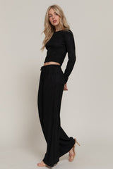 KATE - CRINKLE KNIT WIDE PANT