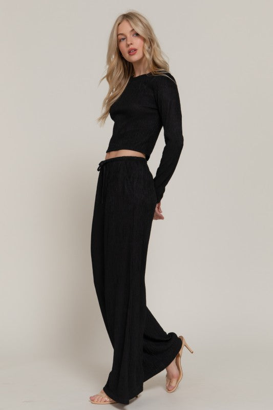 KATE - CRINKLE KNIT WIDE PANT