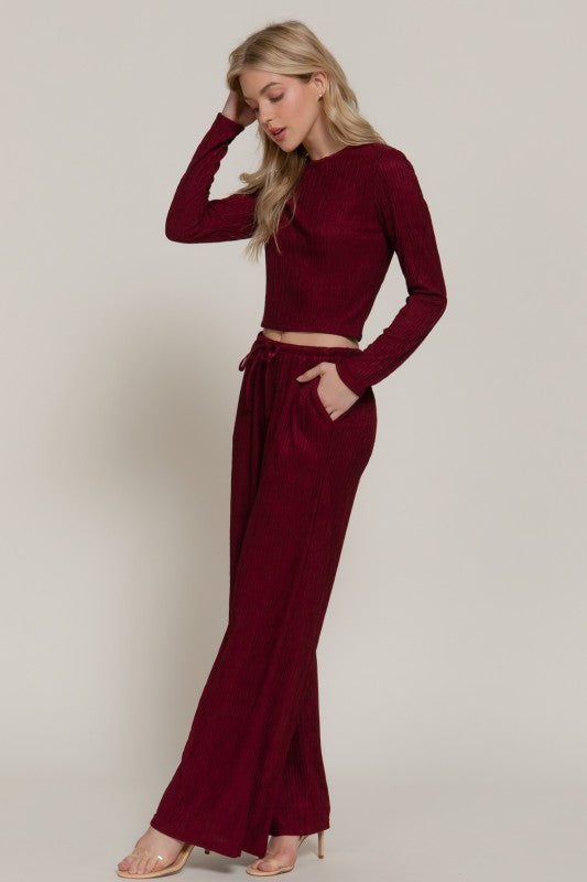 KATE - CRINKLE KNIT WIDE PANT