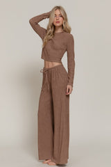 KATE - CRINKLE KNIT WIDE PANT