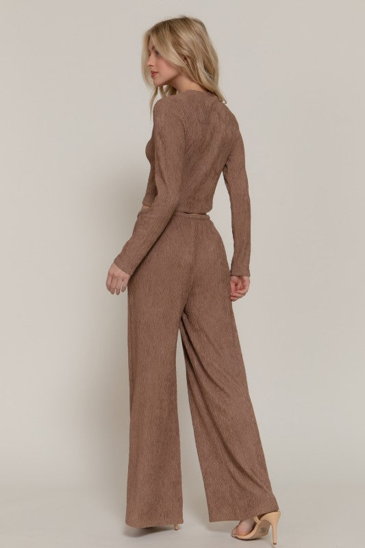 KATE - CRINKLE KNIT WIDE PANT