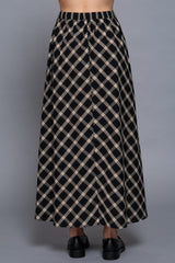 PLAID MIDI FLARE SKIRT