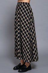 PLAID MIDI FLARE SKIRT