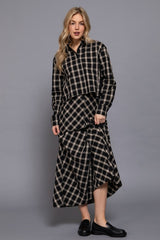 PLAID MIDI FLARE SKIRT