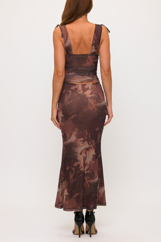 SAHARA - MESH PRINT MAXI SKIRT