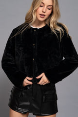FAUX CROP ROUND NECK JACKET