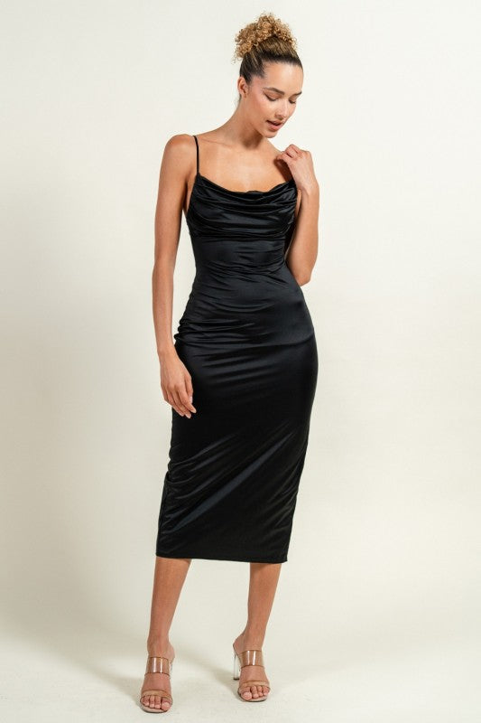 REIGN - SATIN CASINO MIDI DRESS