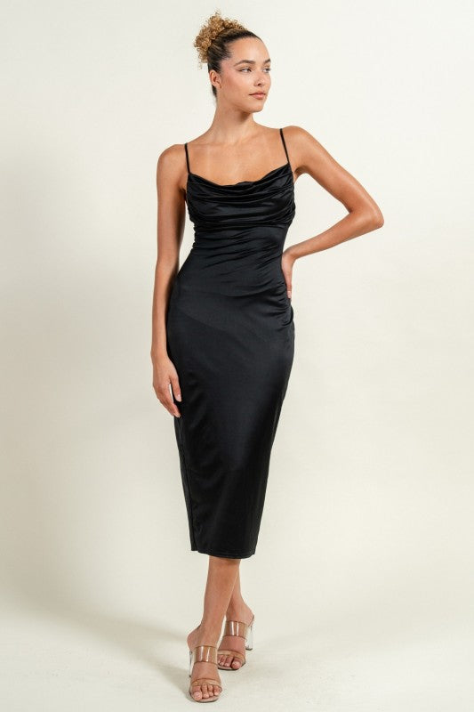 REIGN - SATIN CASINO MIDI DRESS