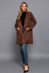 FAUX SUEDE OPEN COAT