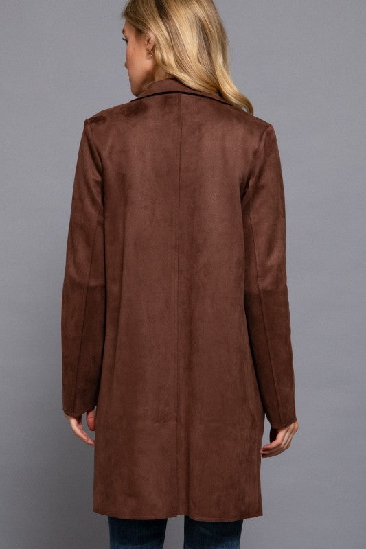 FAUX SUEDE OPEN COAT