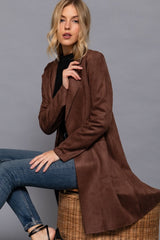 FAUX SUEDE OPEN COAT