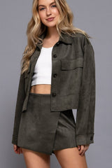 FAUX SUEDE SKORT