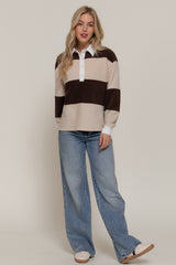 FLEECE STRIPED RUGBY SWEATER